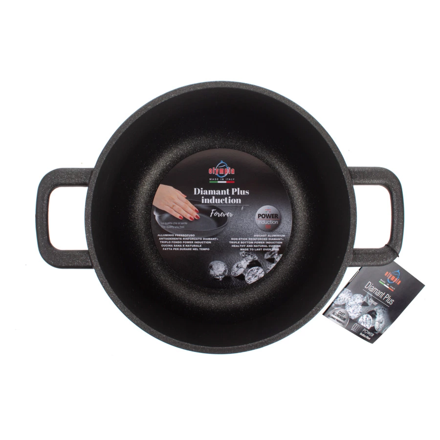 Кастрюля индукционная антипригарная OLYMPIA Diamant Plus 3,5 л, Д20хН12 см, алюминий литой
