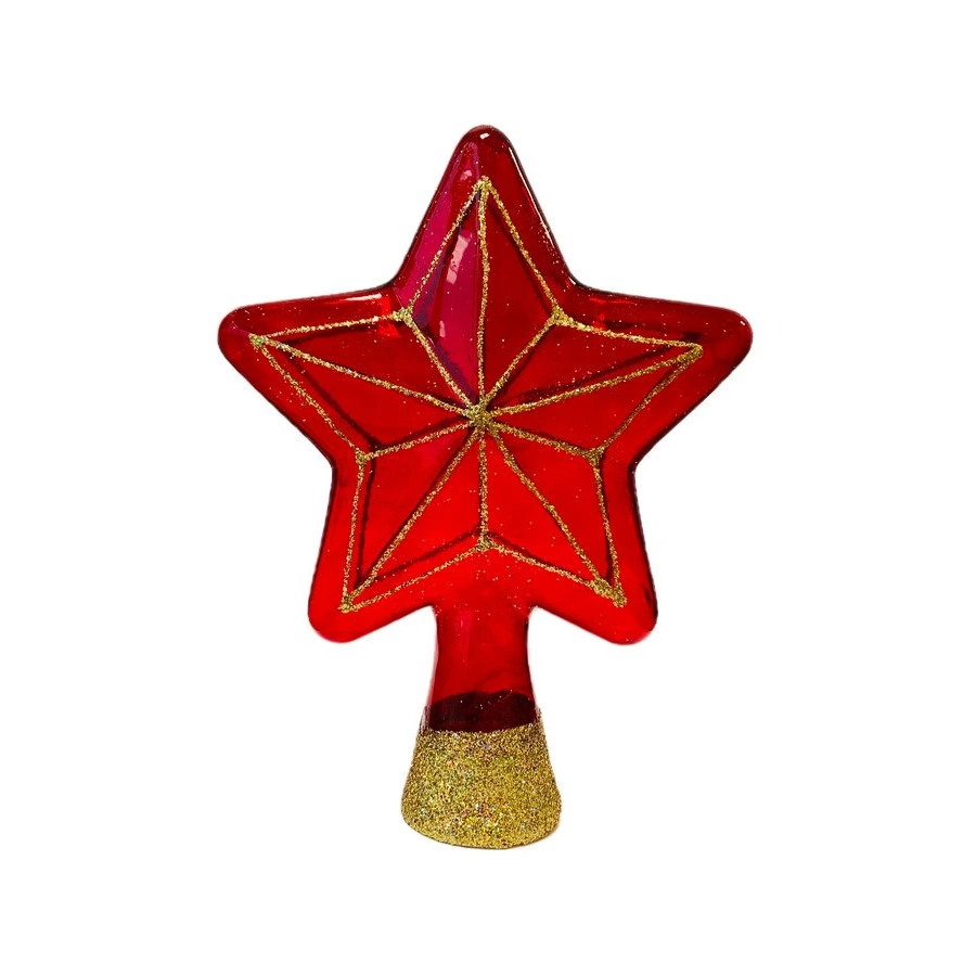 Игрушка елочная КОЛОМЕЕВ Верхушка Звезда 17 см, стекло, красная, п/к