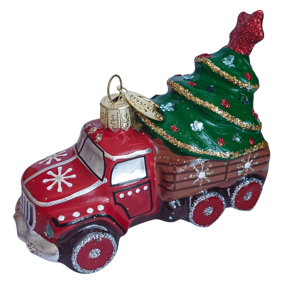 Ёлочное украшение КОЛОМЕЕВ Машинка с ёлочкой 1 6 см, стекло, п/к