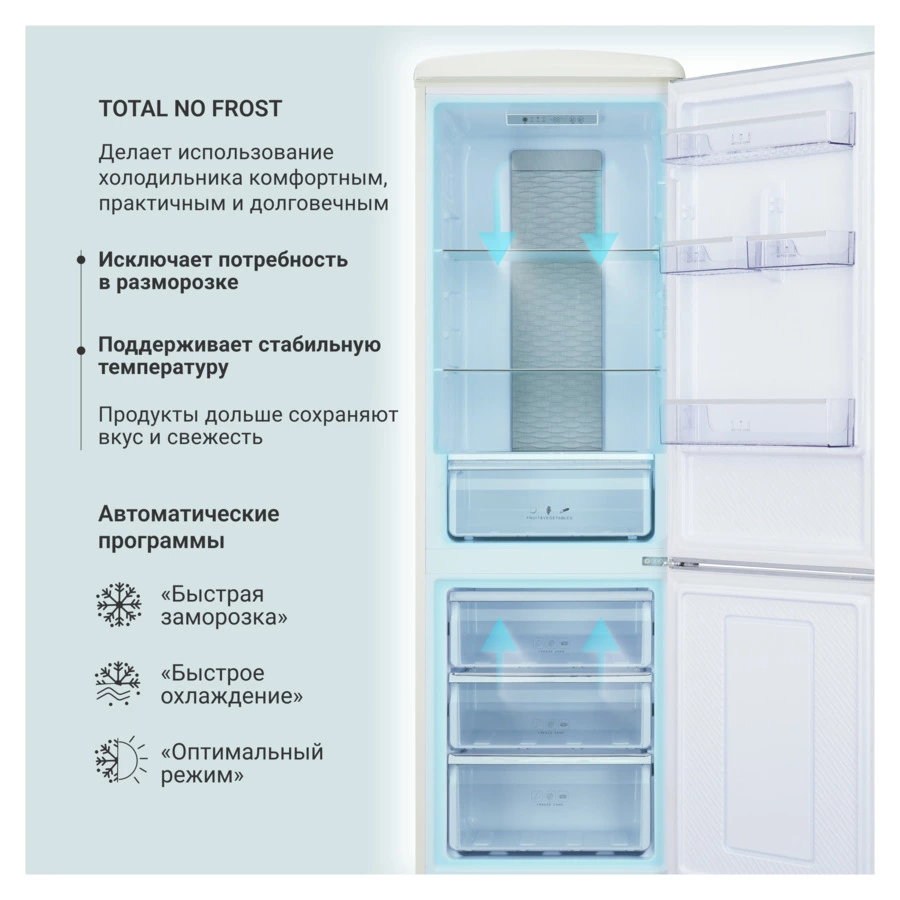 Холодильник двухкамерный RB-335 IVORY 330 л, 60х73,5х190 см, класс А+, слоновая кость