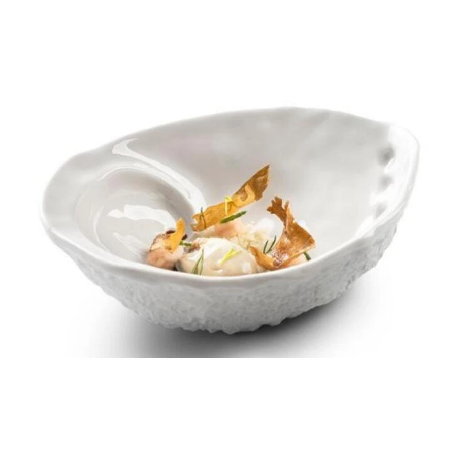 Салатник в виде моллюска HOME CHEF Texture 21х14,5 см, 350 мл, фарфор, белый