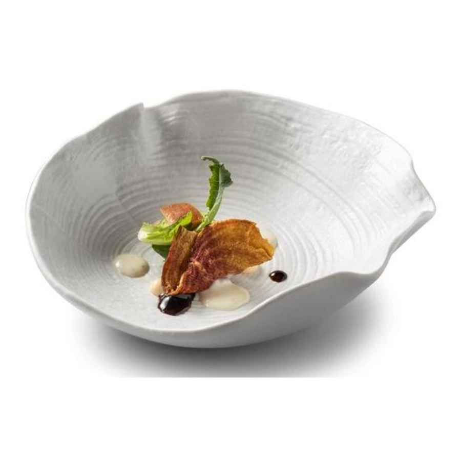 Блюдо с волнистым краем HOME CHEF Texture 16 см, 100 мл,  фарфор, белое