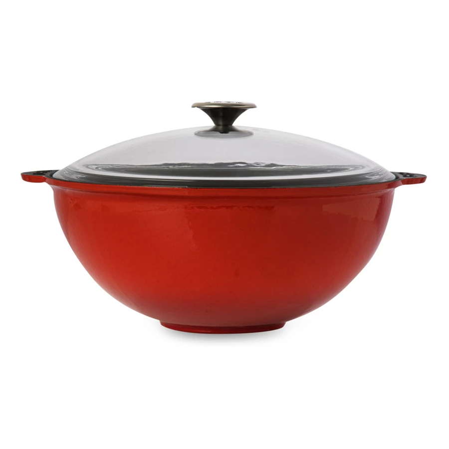 Казан LAVA d30 см, 6 л, чугун, стекло, красный