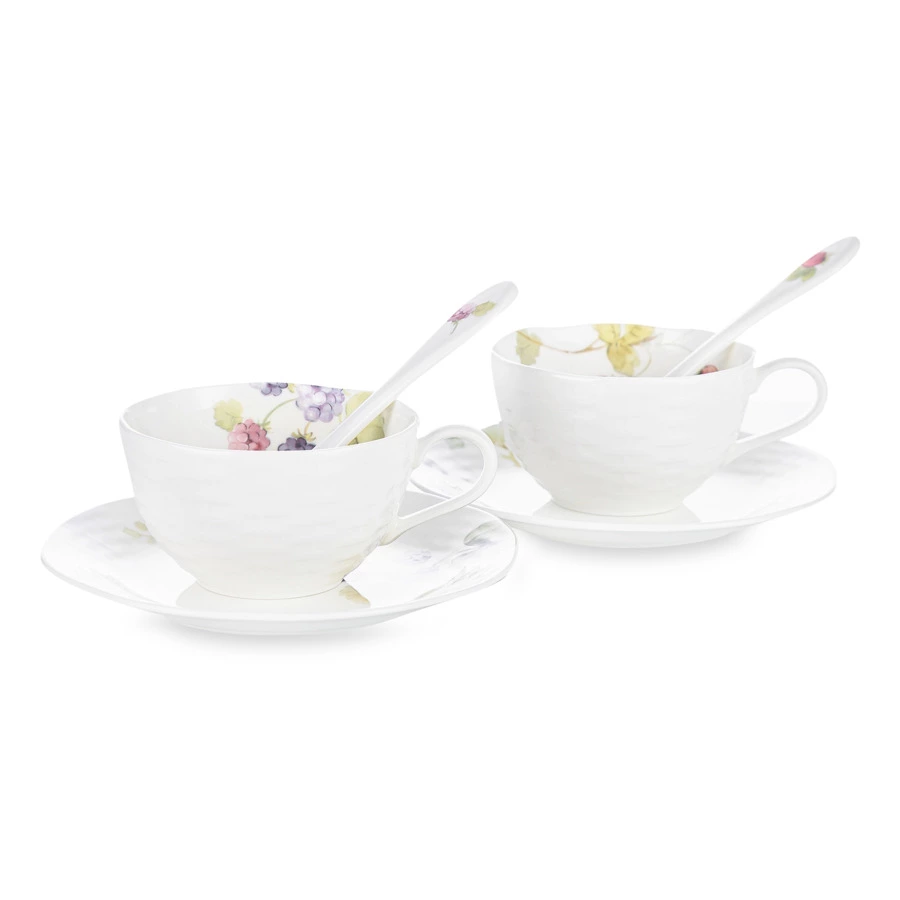 Набор чашек чайных с блюдцами Narumi Сад Люси 4 предметов, фарфор костяной, п/к