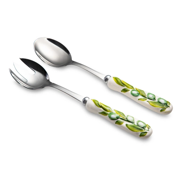 Набор приборов для салата Edelweiss Оливки 25 см, 2 шт, керамика, сталь нержавеющая