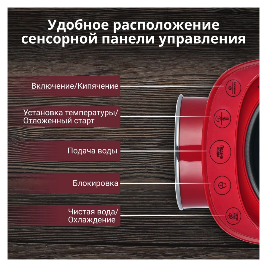 Термопот TESLER TP-5050 RED 5 л, 1200 Вт, 22.5х29х37.5 см, красный