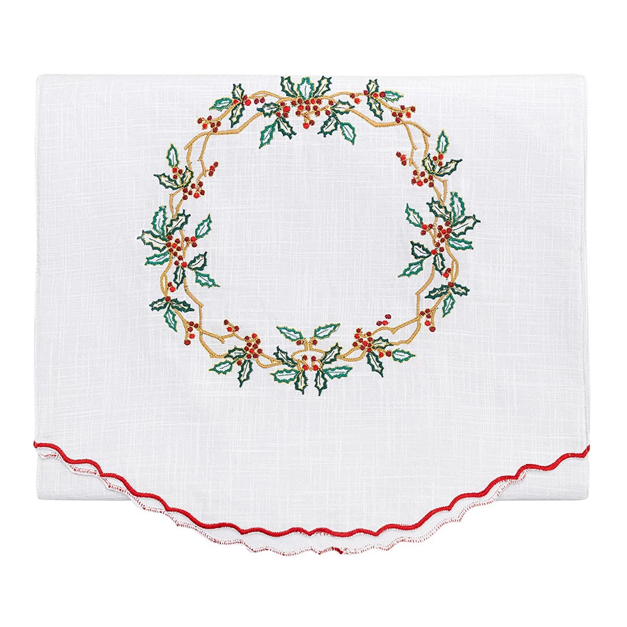 Дорожка на стол Tkano New Year Essential Festive wreath, 45х150 см, 100% хлопок