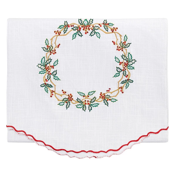 Дорожка на стол Tkano New Year Essential Festive wreath, 45х150 см, 100% хлопок