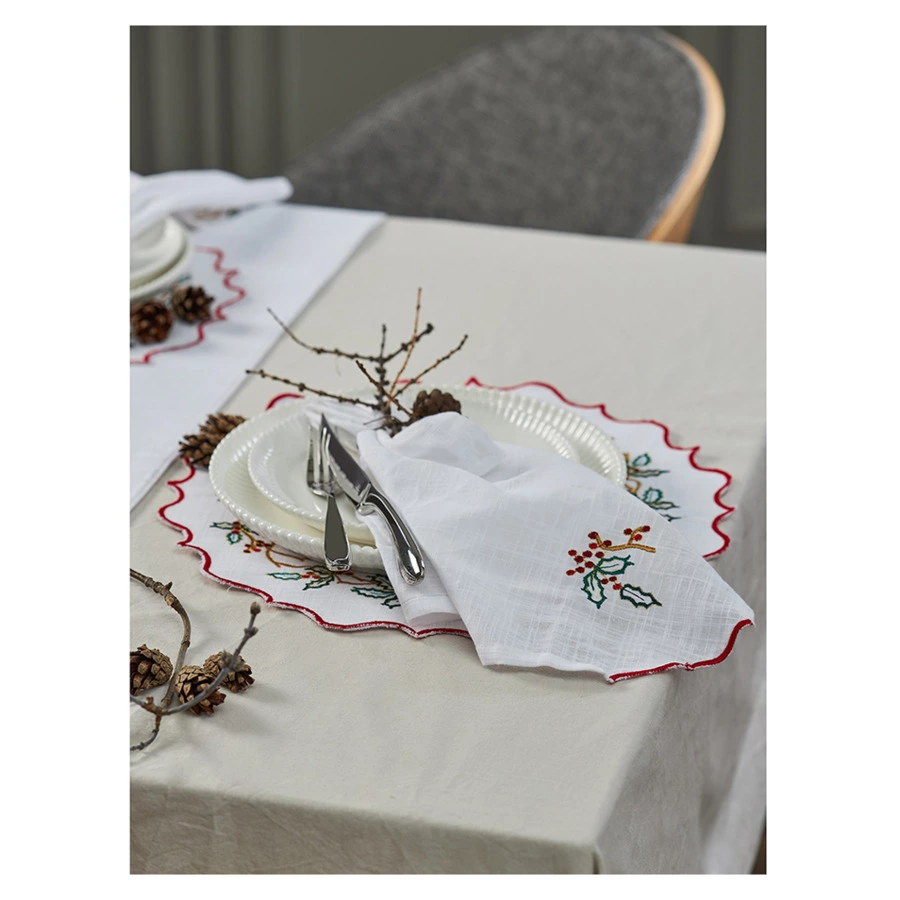 Дорожка на стол Tkano New Year Essential Festive wreath, 45х150 см, 100% хлопок