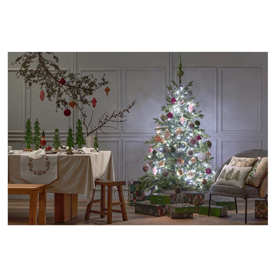Дорожка на стол Tkano New Year Essential Festive wreath, 45х150 см, 100% хлопок