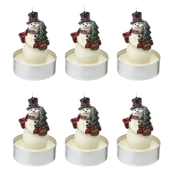 Набор декоративных свечей Tkano New Year Essential Festive snowman, Д3,8хН5,8см, 6шт, белые