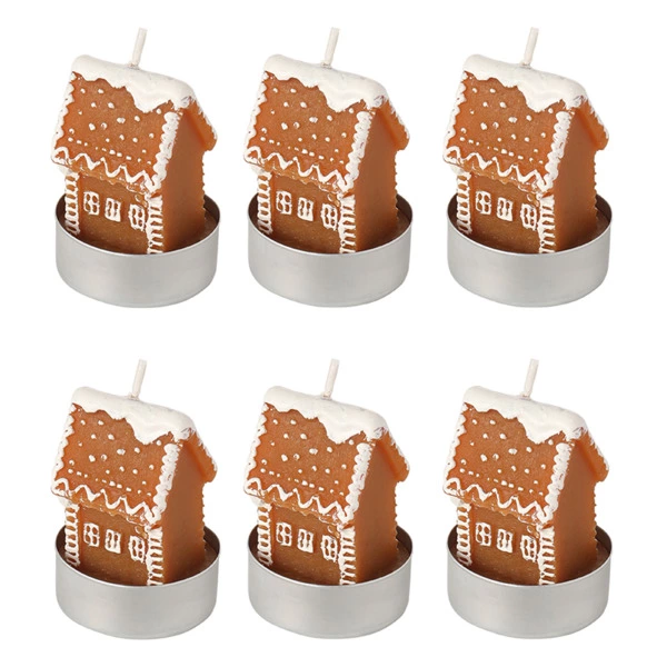Набор декоративных свечей Tkano New Year Essential Gingerbread houses, Д3,8хН5,7см, 6шт, беж