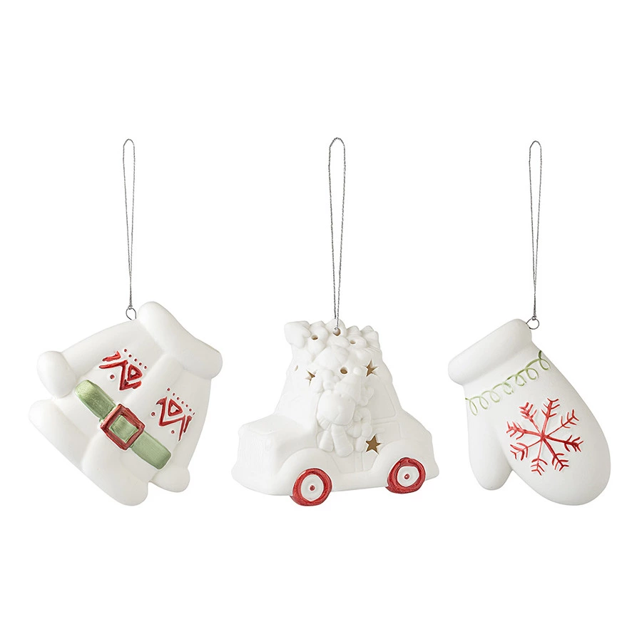 Набор ёлочных украшений с подсветкой Tkano New Year Essential Classy ornaments, 3 шт, фарфор
