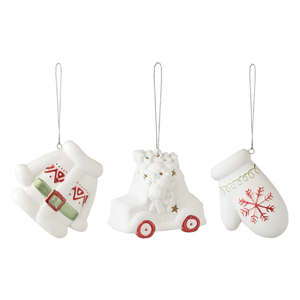 Набор ёлочных украшений с подсветкой Tkano New Year Essential Classy ornaments, 3 шт, фарфор