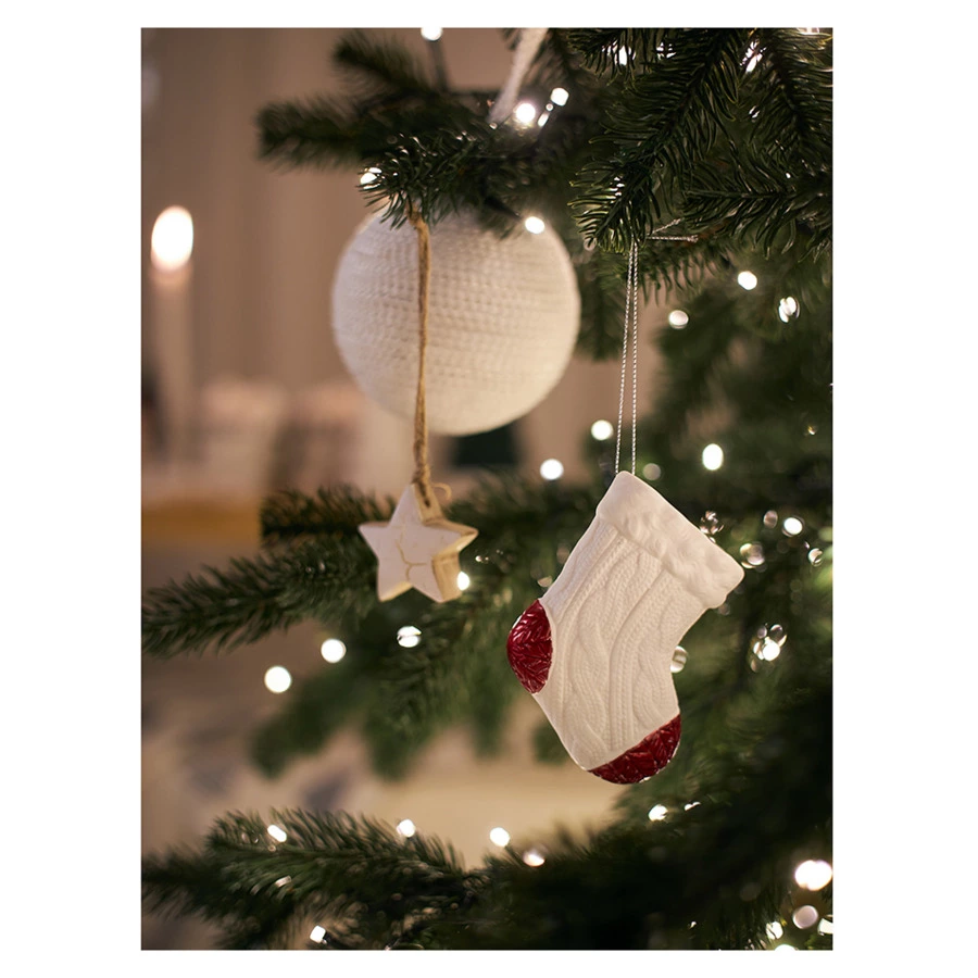 Набор ёлочных украшений с подсветкой Tkano New Year Essential Classy ornaments, 3 шт, фарфор