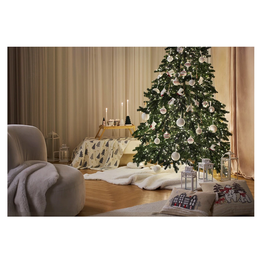 Набор ёлочных шаров с подсветкой Tkano New Year Essential Festive embroidey, 4 шт, фарфор
