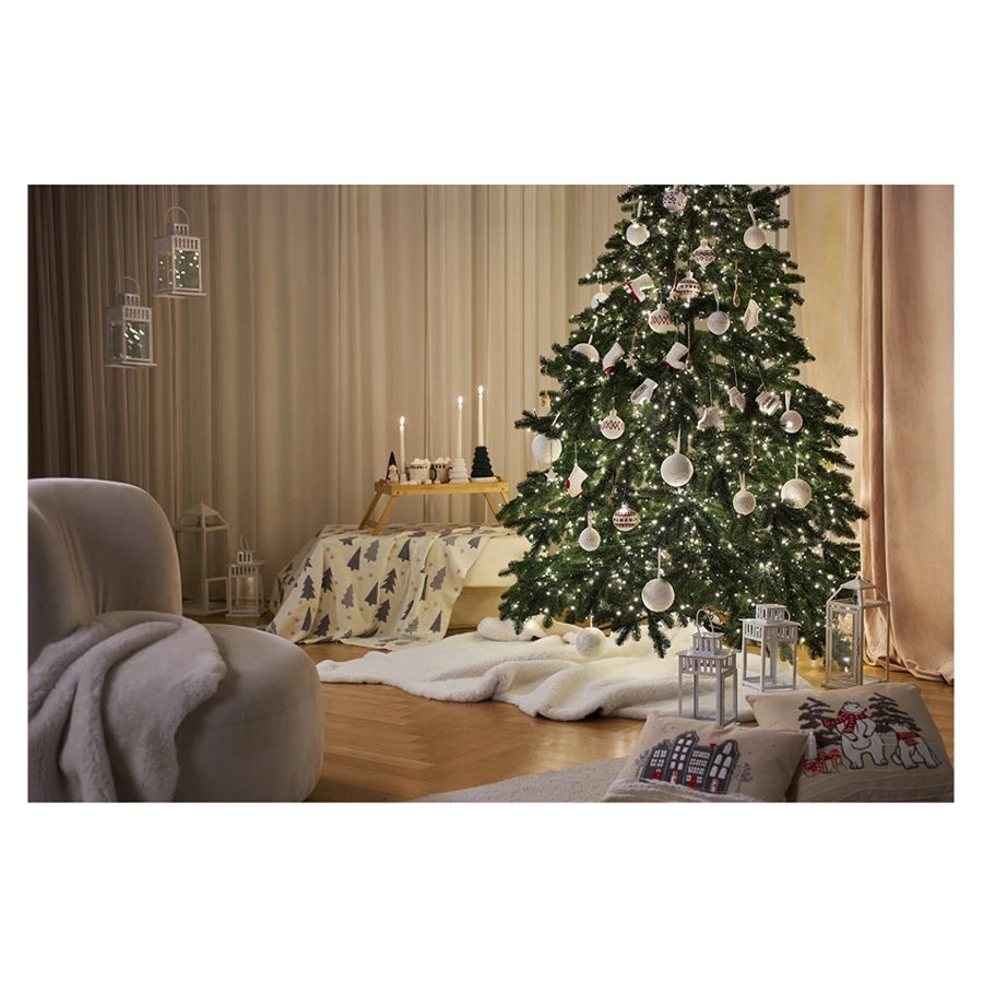 Набор ёлочных шаров с подсветкой Tkano New Year Essential Festive embroidey, 4 шт, фарфор