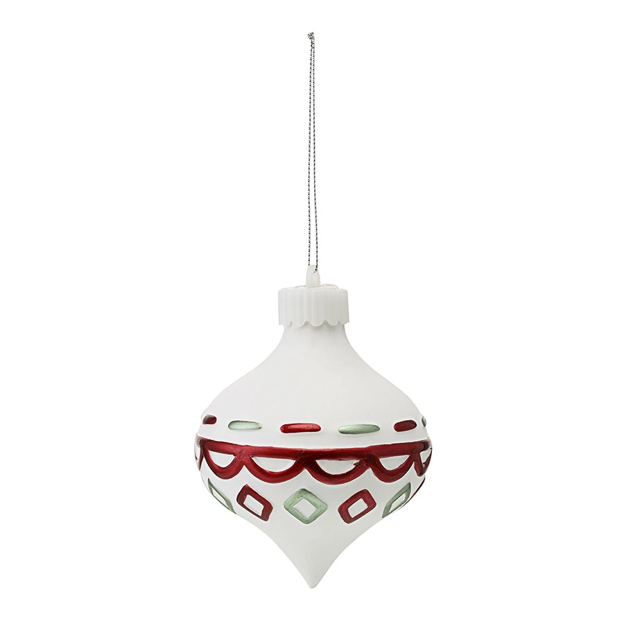 Набор ёлочных шаров с подсветкой Tkano New Year Essential Festive embroidey, 4 шт, фарфор