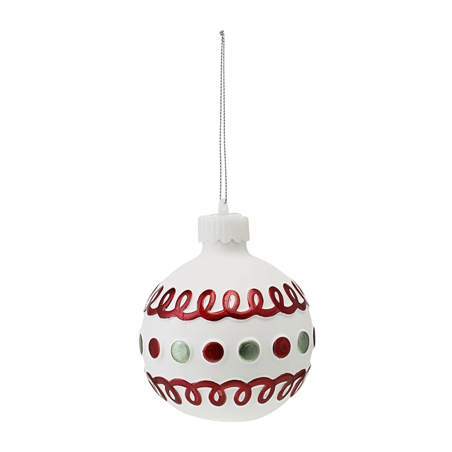 Набор ёлочных шаров с подсветкой Tkano New Year Essential Festive embroidey, 4 шт, фарфор