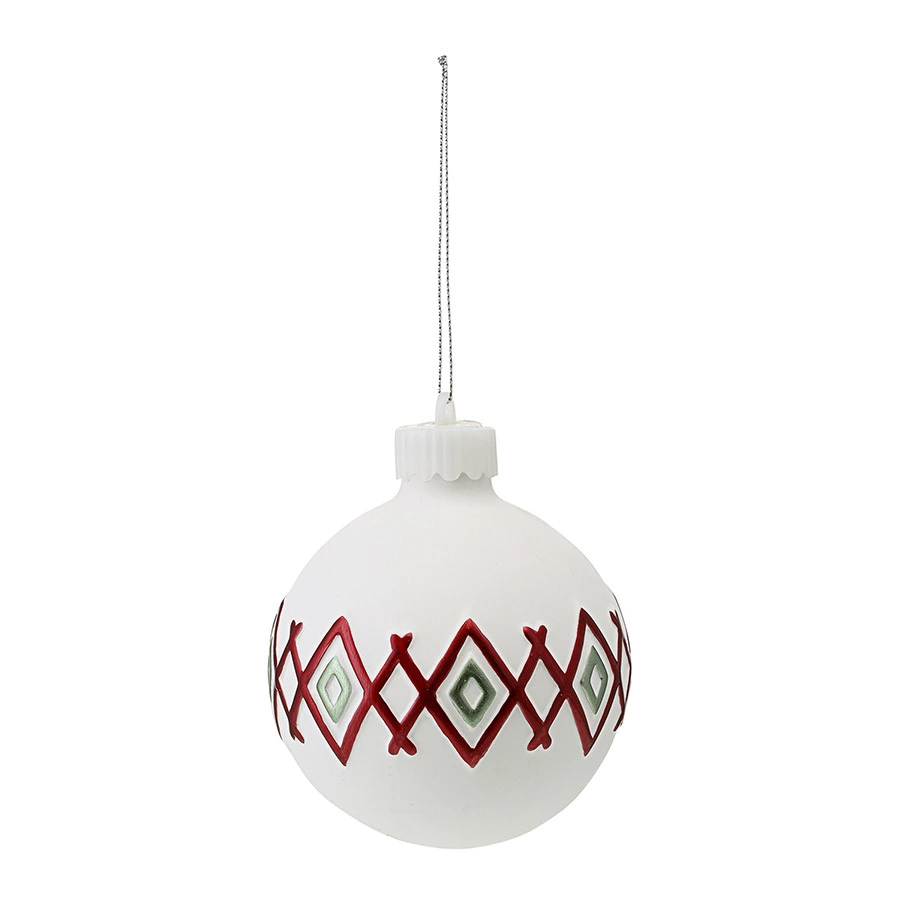 Набор ёлочных шаров с подсветкой Tkano New Year Essential Festive embroidey, 4 шт, фарфор