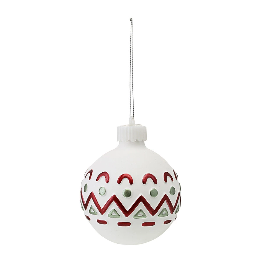 Набор ёлочных шаров с подсветкой Tkano New Year Essential Festive embroidey, 4 шт, фарфор