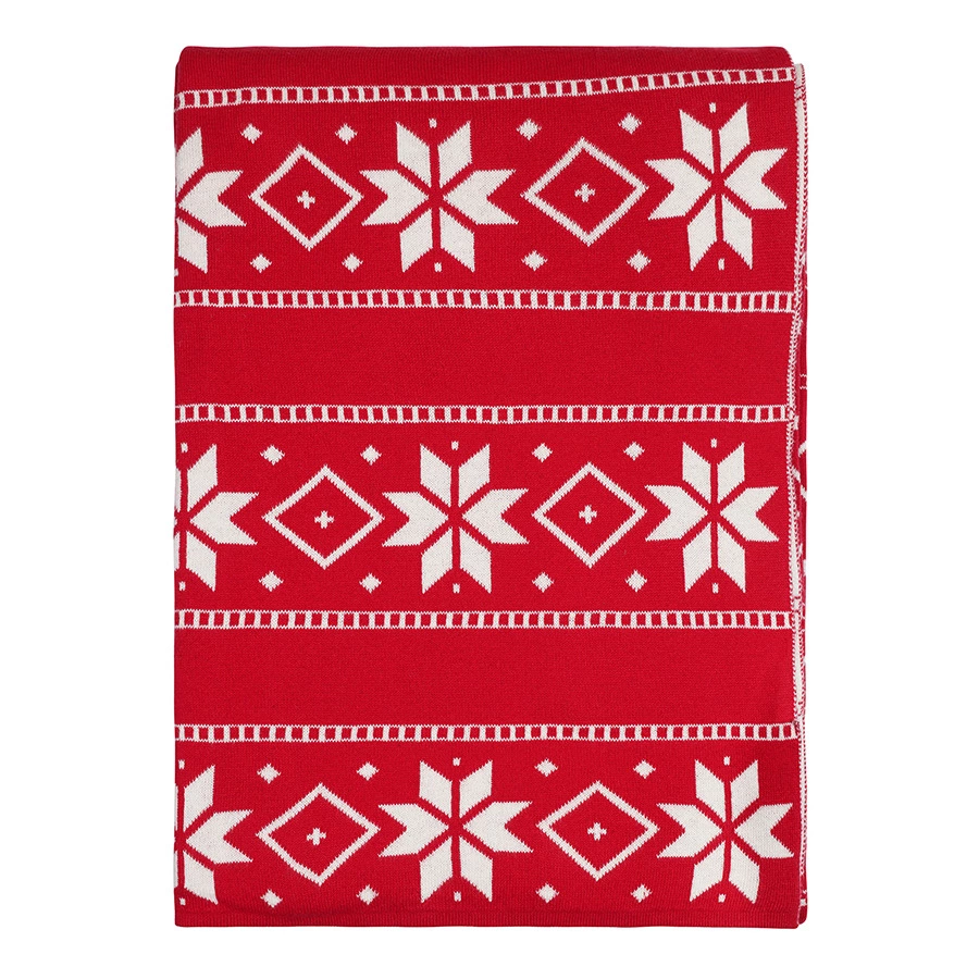 Плед из хлопка с новогодним рисунком Tkano Frostwork New Year Essential, 130x180 см