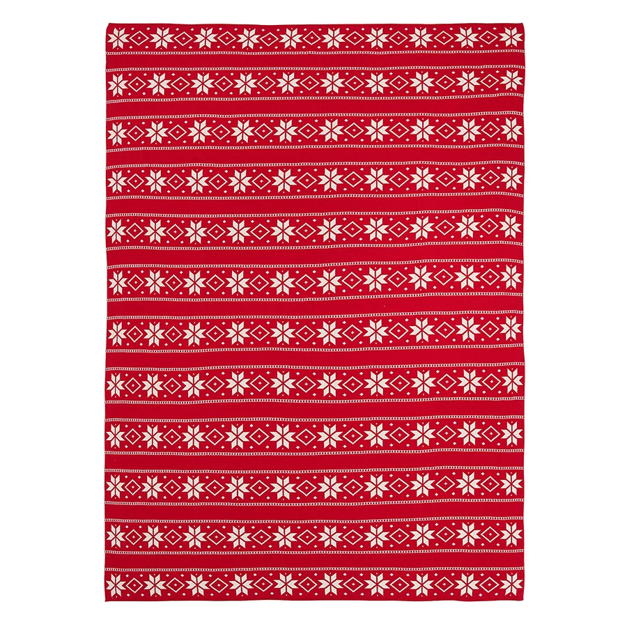 Плед из хлопка с новогодним рисунком Tkano Frostwork New Year Essential, 130x180 см
