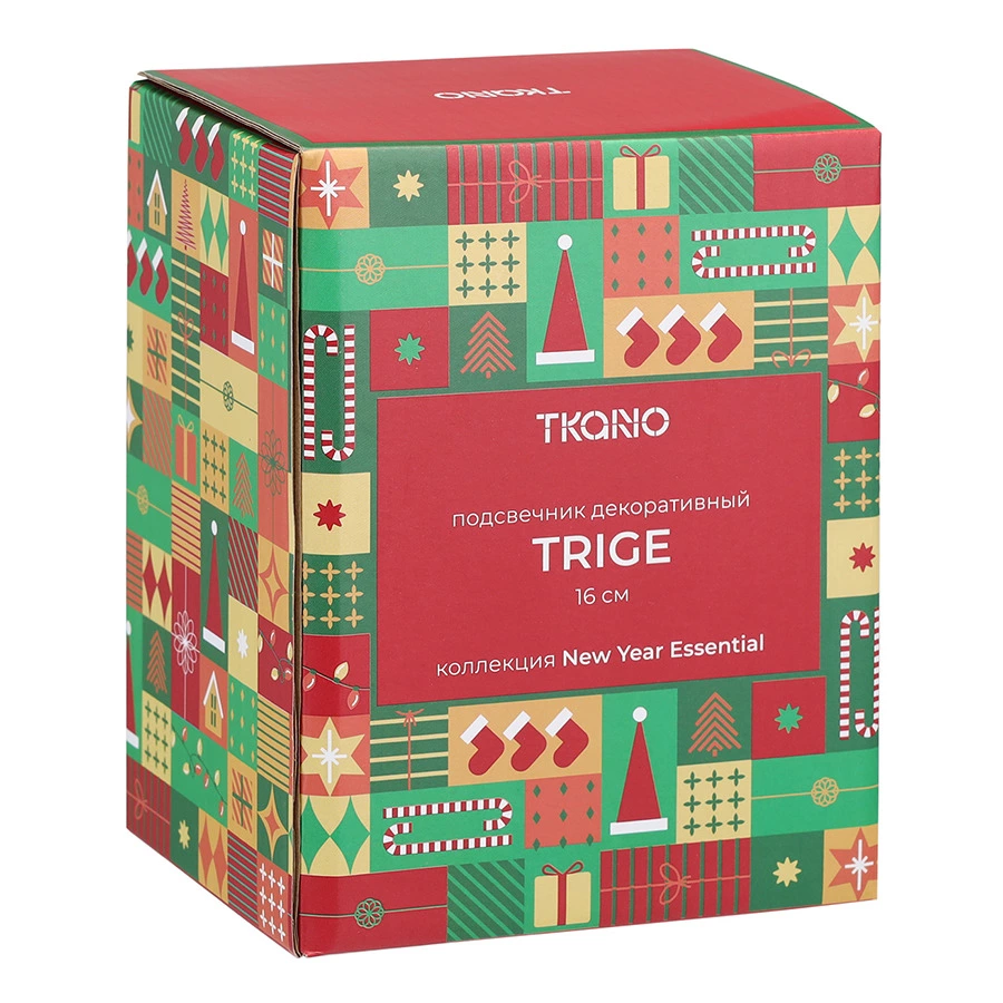 Подсвечник-домик декоративный Tkano New Year Essential Trige, 16 см, фарфор
