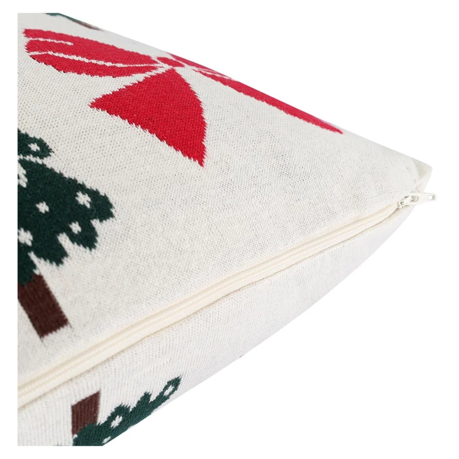 Подушка вязаная с новогодним рисунком Tkano Christmas Bows New Year Essential, 45x45 см, хлопок, пол