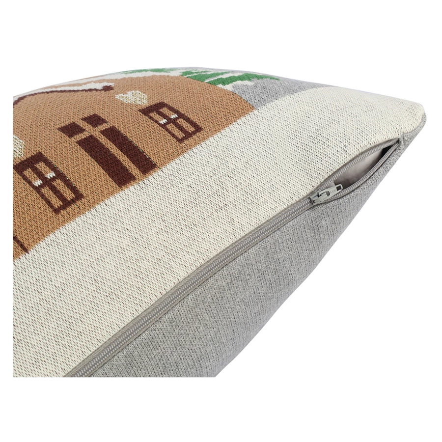 Подушка вязаная с новогодним рисунком Tkano Christmas Village New Year Essential, 40x60 см, хлопок,