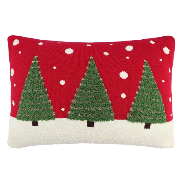 Подушка вязаная с новогодним рисунком Tkano Festive Wood New Year Essential, 40x60 см, хлопок, полиэ
