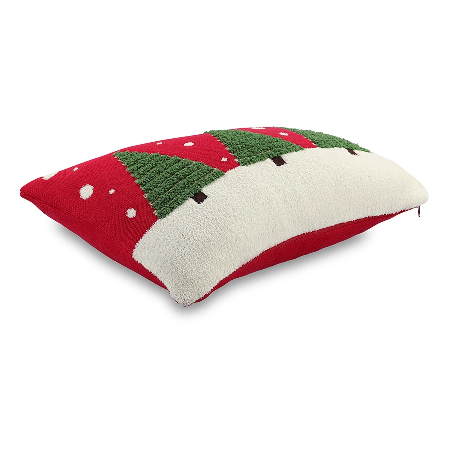 Подушка вязаная с новогодним рисунком Tkano Festive Wood New Year Essential, 40x60 см, хлопок, полиэ