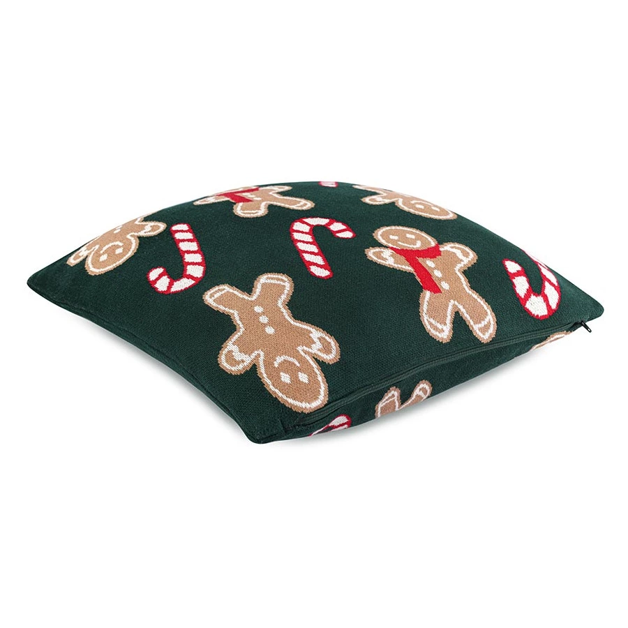 Подушка вязаная с новогодним рисунком Tkano Gingerman New Year Essential, 45x45 см, хлопок, полиэсте
