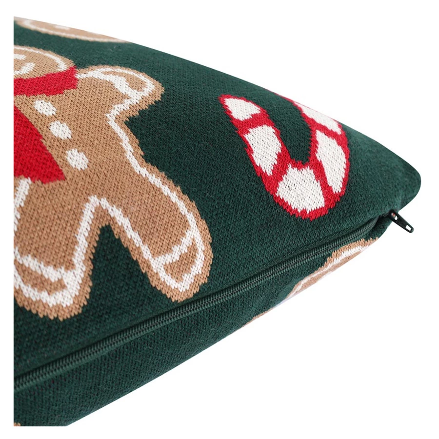 Подушка вязаная с новогодним рисунком Tkano Gingerman New Year Essential, 45x45 см, хлопок, полиэсте