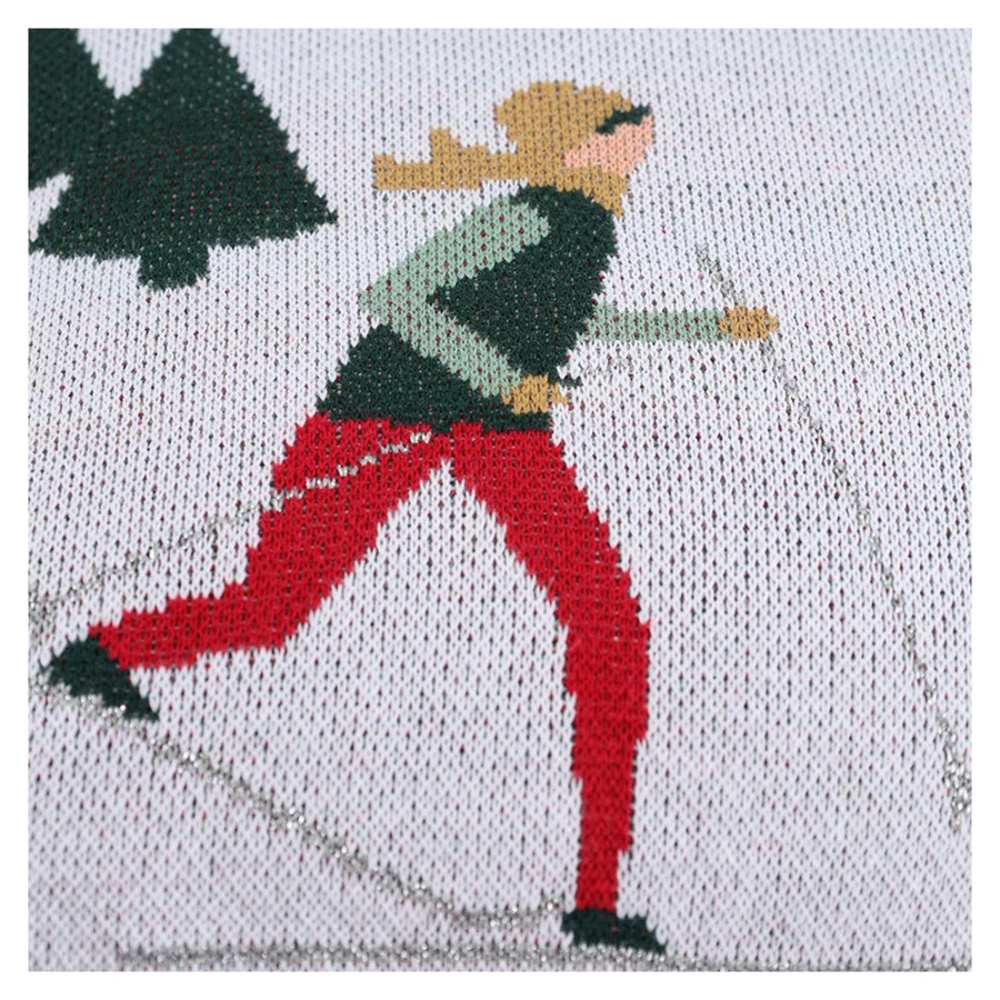 Подушка вязаная с новогодним рисунком Tkano Let's Ski New Year Essential, 45x45 см, хлопок, полиэсте