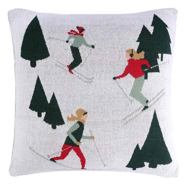 Подушка вязаная с новогодним рисунком Tkano Let's Ski New Year Essential, 45x45 см, хлопок, полиэсте