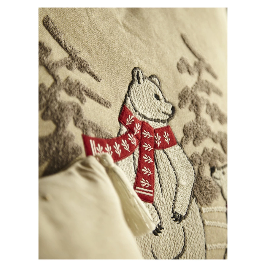 Подушка декоративная Tkano Festive bears New Year Essential, 45х45 см, хлопок, полиэстер