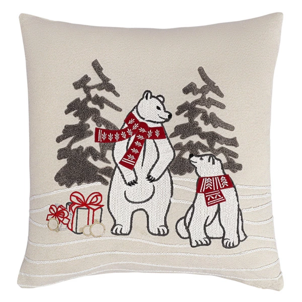 Подушка декоративная Tkano Festive bears New Year Essential, 45х45 см, хлопок, полиэстер