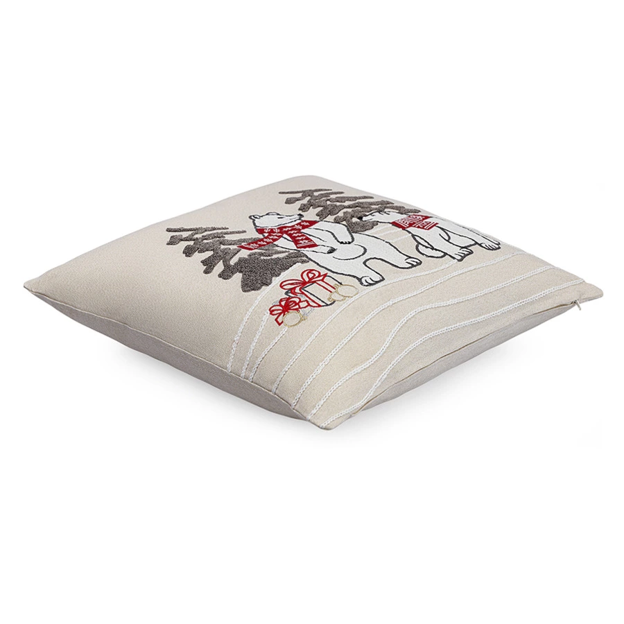 Подушка декоративная Tkano Festive bears New Year Essential, 45х45 см, хлопок, полиэстер