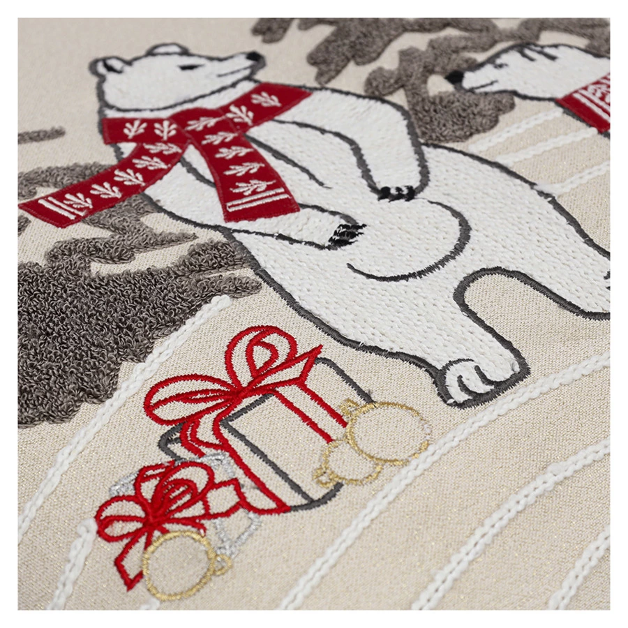 Подушка декоративная Tkano Festive bears New Year Essential, 45х45 см, хлопок, полиэстер