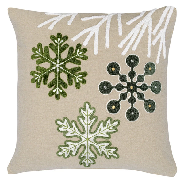 Подушка декоративная с вышивкой Tkano Snow flakes New Year Essential, 45х45 см, хлопок, полиэстер