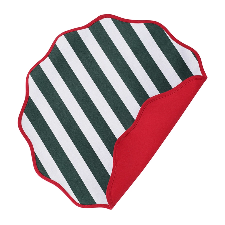 Салфетка под приборы Tkano Trendy Christmas зеленого цвета New Year Essential, D40 см, 100% хлопок