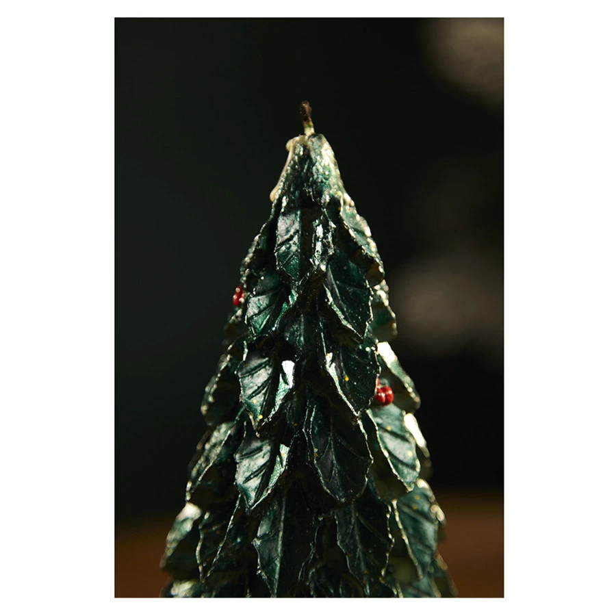 Свеча декоративная Tkano New Year Essential Festive flame, Д7,5х11,8 см, зеленая