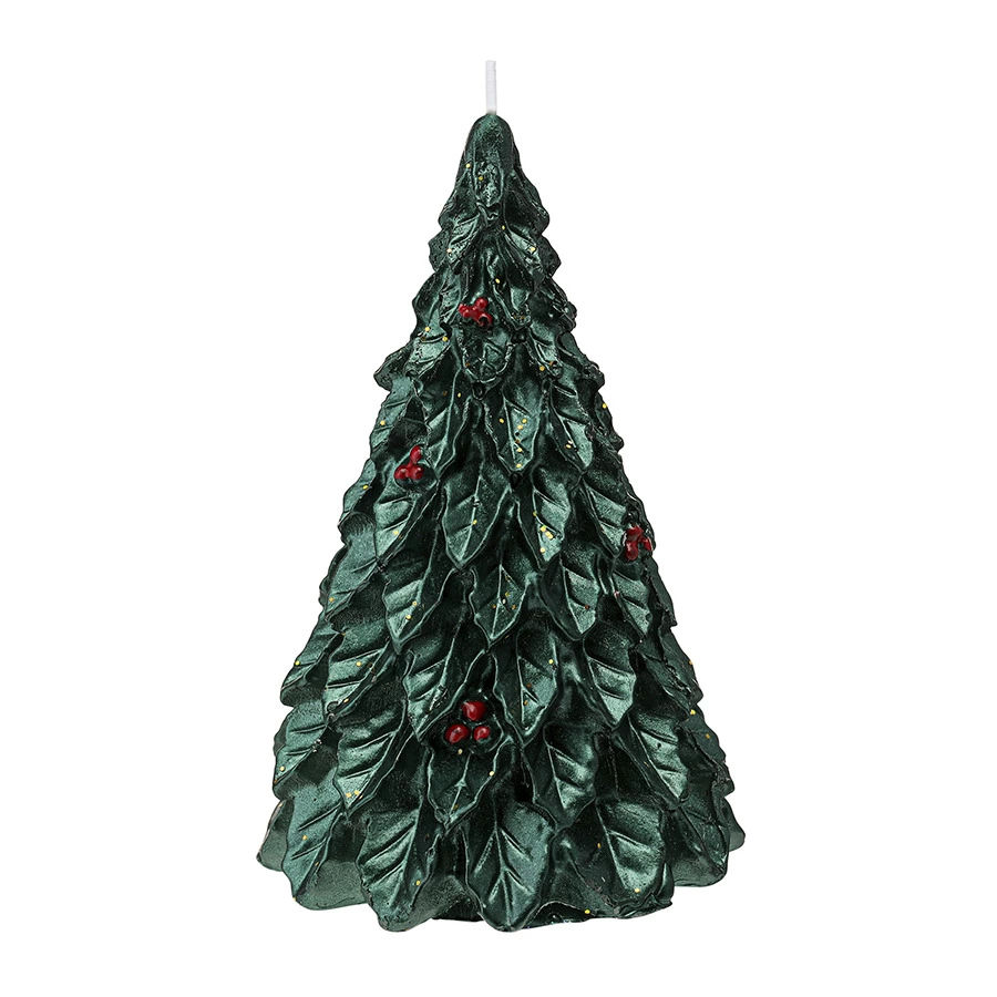 Свеча декоративная Tkano New Year Essential Festive flame, Д7,5х11,8 см, зеленая