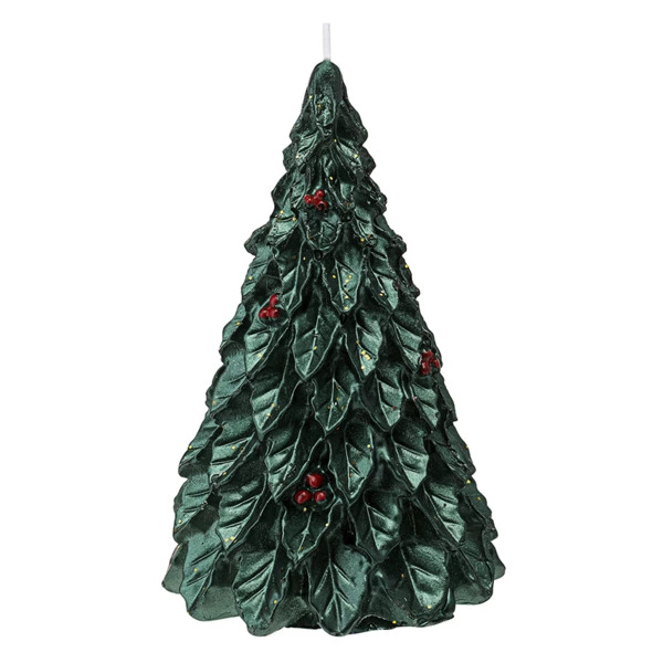 Свеча декоративная Tkano New Year Essential Festive flame, Д7,5х11,8 см, зеленая