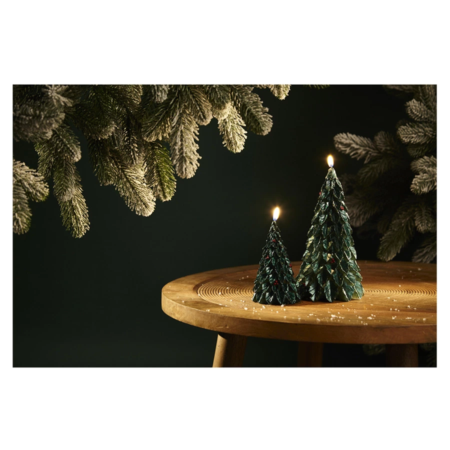Свеча декоративная Tkano New Year Essential Festive flame, Д7,5х11,8 см, зеленая