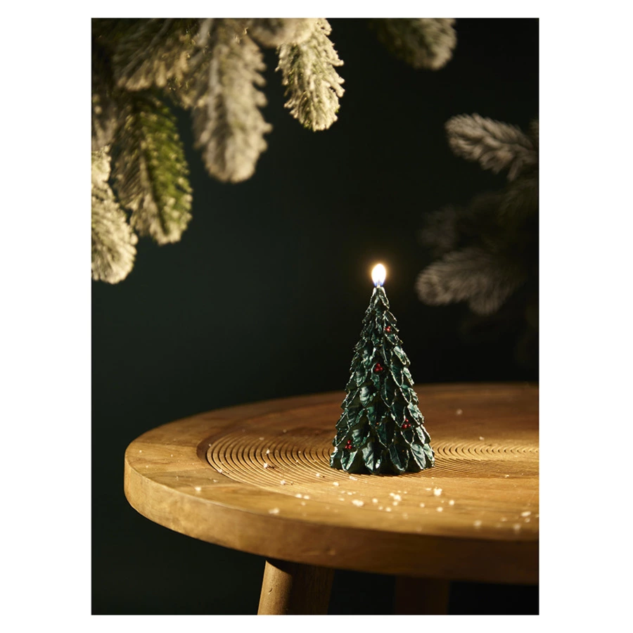 Свеча декоративная Tkano New Year Essential Festive flame, Д7,5х11,8 см, зеленая