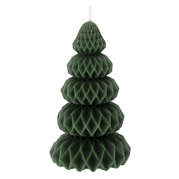 Свеча декоративная Tkano New Year Essential Origami 11х19 см, зеленая