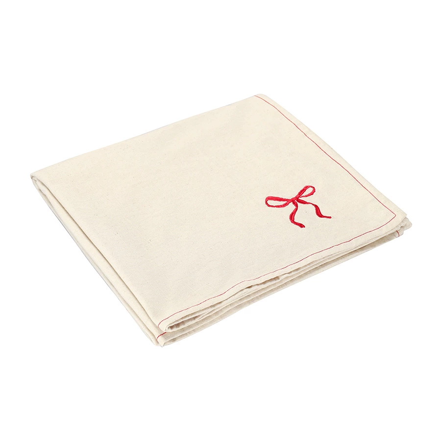 Скатерть квадратная Tkano Fancy Bows Essential, 180х180 см, бежевая, 90% хлопок, 10% лён