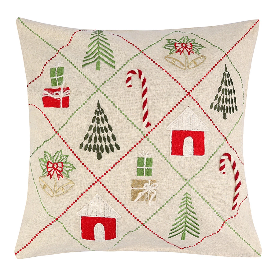 Чехол на подушку Tkano New Year Essential Christmas dreams, 45х45 см, 100% хлопок, люрекс, беж